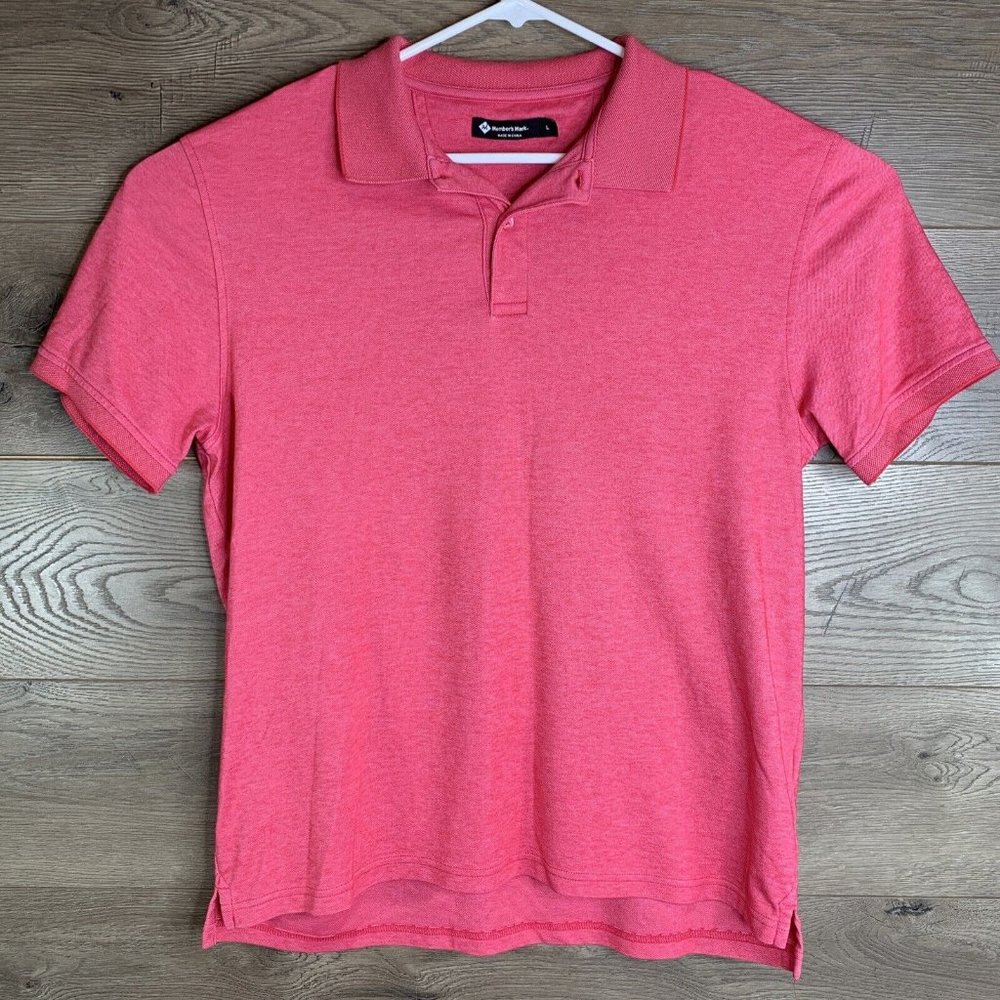 Members Mark Polo Golf Mens Large Coral Cotton Polyester blend 2 Button Pullover - Picture 2 of 9